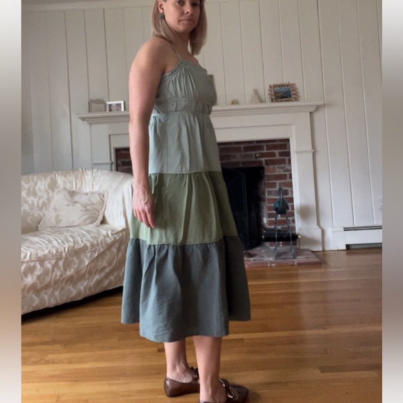 Madewell Color Block Dress in Green - Picture 6 of 11